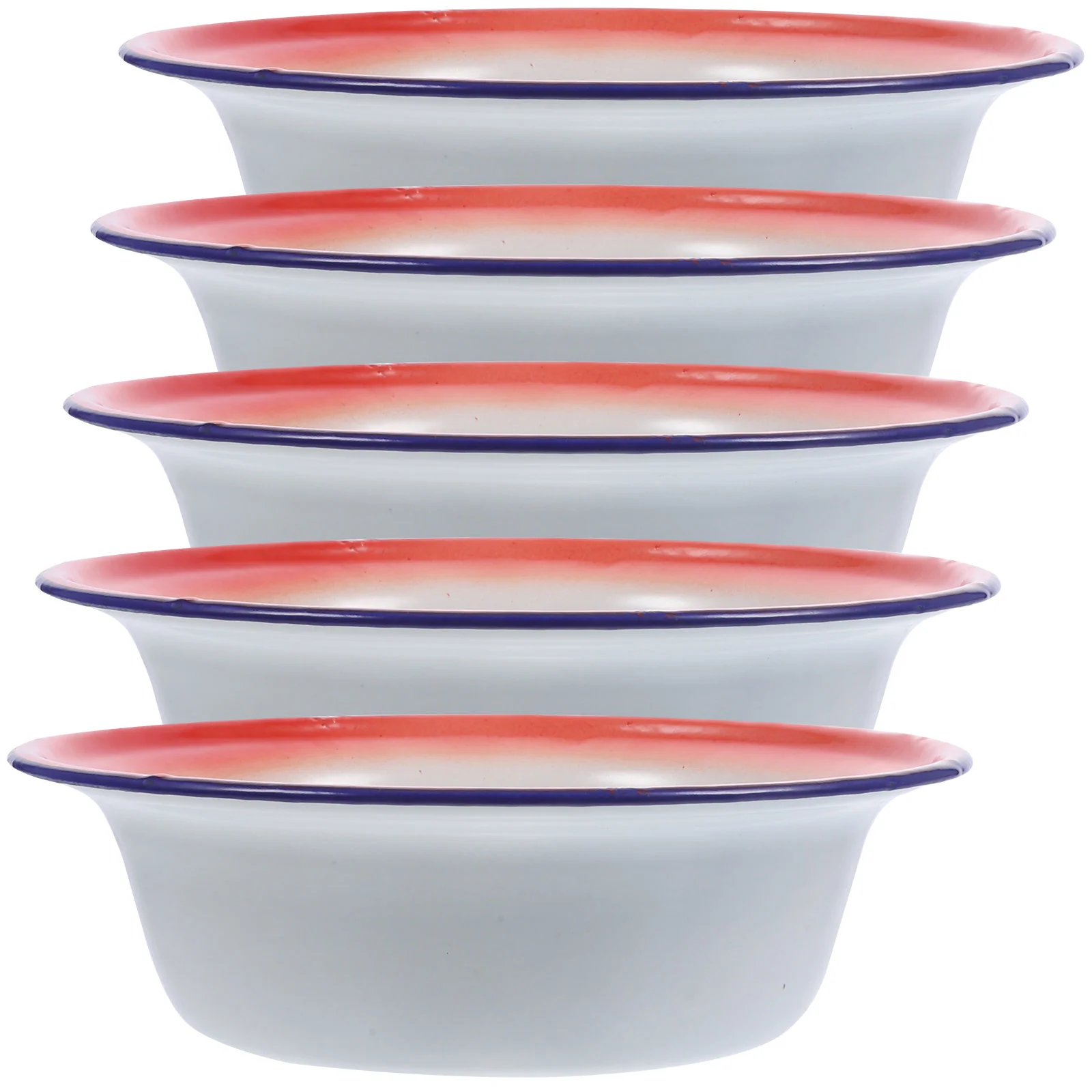 

Flower Pattern Old-style Reusable Serving Vintage Pasta Rice Pasta Bowl Set Metal Bowl Enamel Camping Dishes