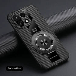 Luxury Leather Magnetic Holder Phone Cover with Ring Shell and Silicone Bumper (Matte black)