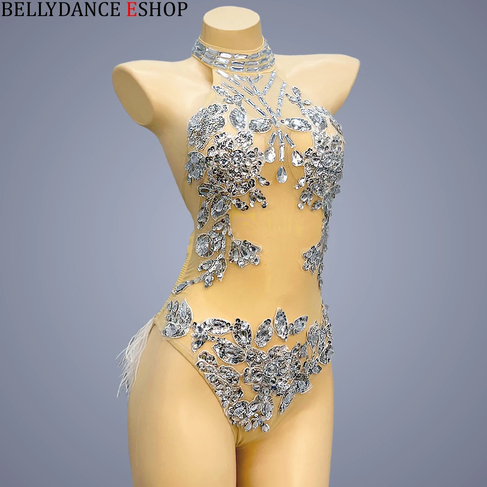 Body de baile de licra premium Glitter plateado para noches de bailes.