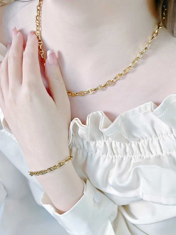 

Chain Necklace Women Round Fashion Personality Bracelet Titanium Steel Plating 18K Gold High Quality Birthday Jewelry Gift