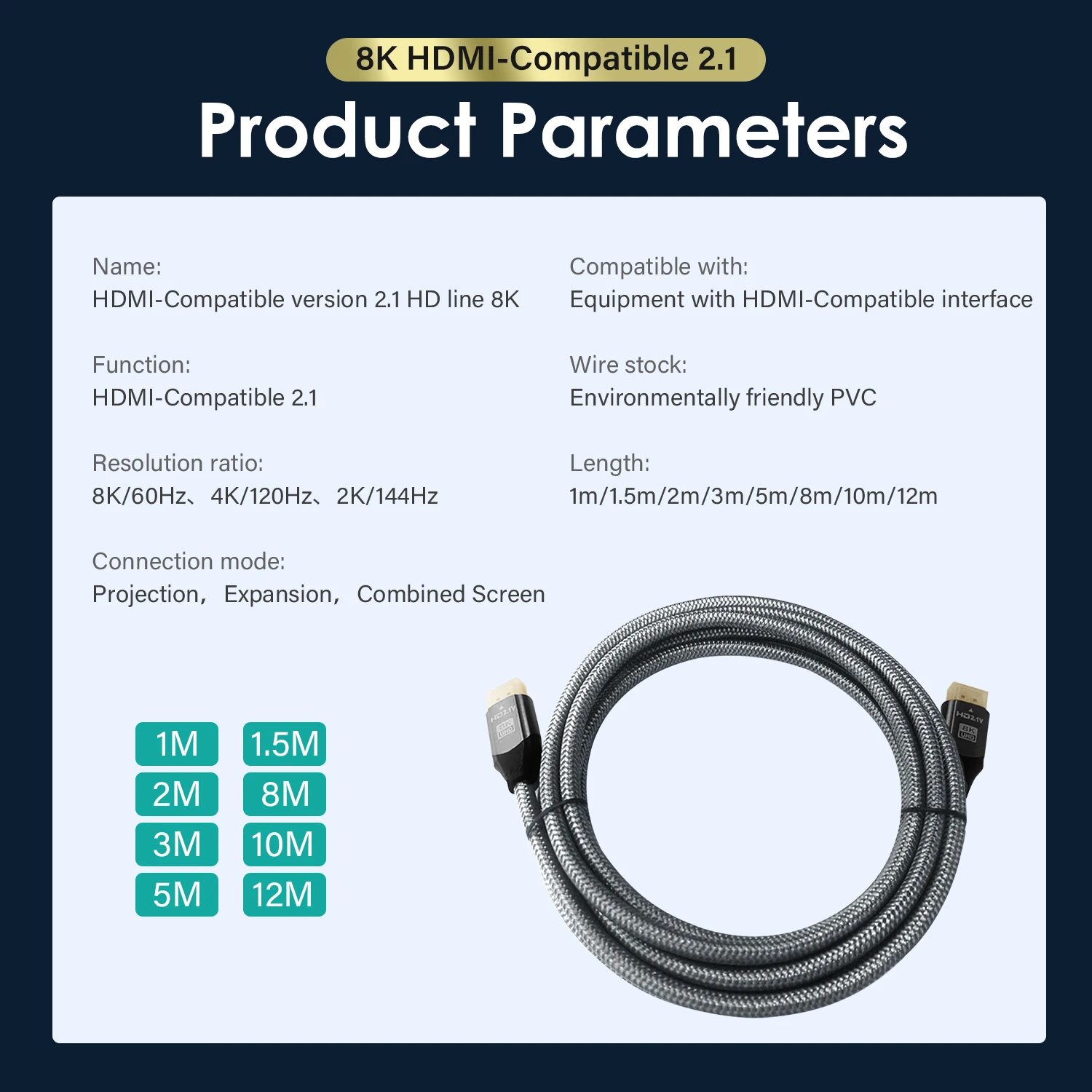 Ultra High-Speed 8K HDMI Cable with Dynamic HDR - Available in Multiple Lengths