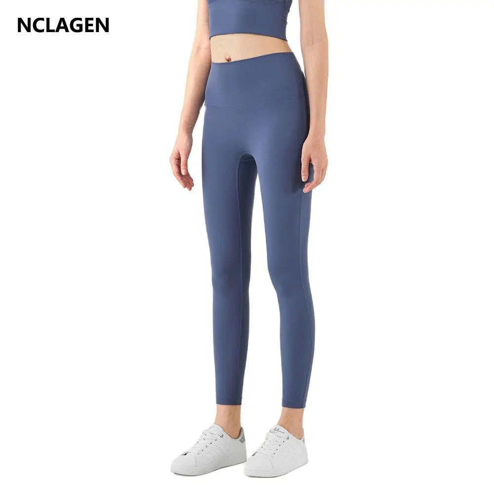 

NCLAGEN Yoga Pants NO Front Seam Naked Feel Breathable Running Fitness GYM Leggings Tummy Control Elastic Workout Sports Tights