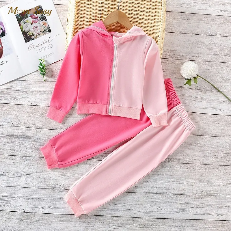Baby Girl Boy Cotton Clothes Set Zipper Hoodie And Pant 2pcs Infant