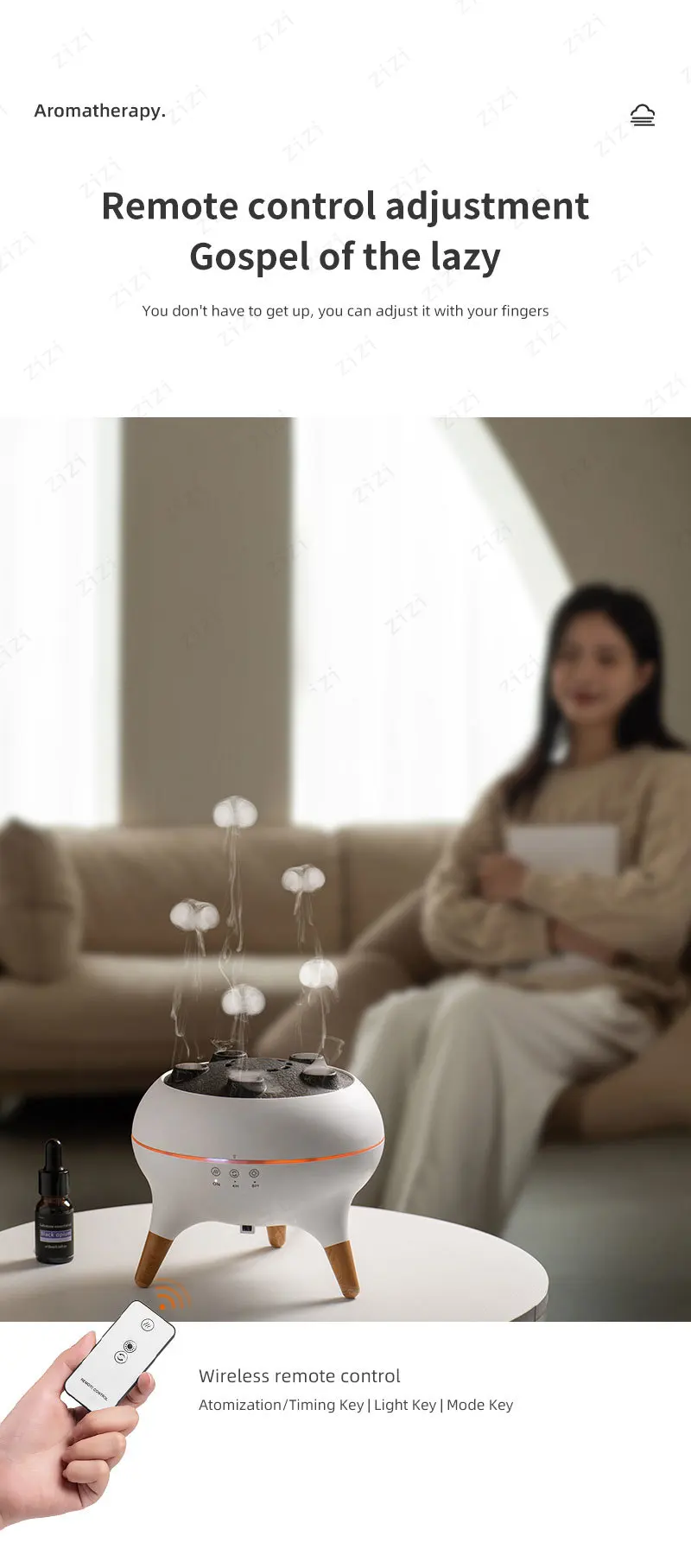 Diffuseur d'arômes humidificateur à ultrasons effet méduse_voghion.com