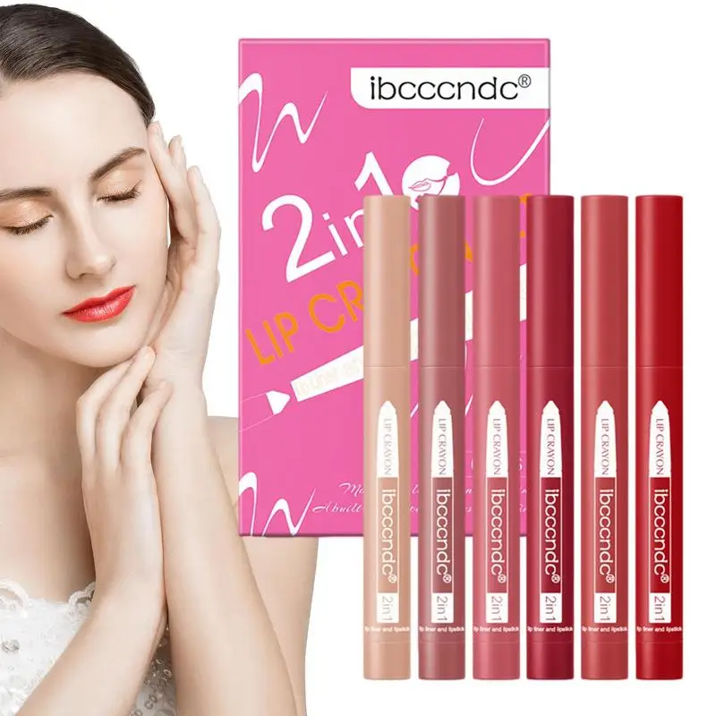 

Lip Pencil Creamy Matte Lipstick Pen Longwear Built-In Pencil Sharpener Velvety Nude Lipliner Make Up Gift Set Cosmetics