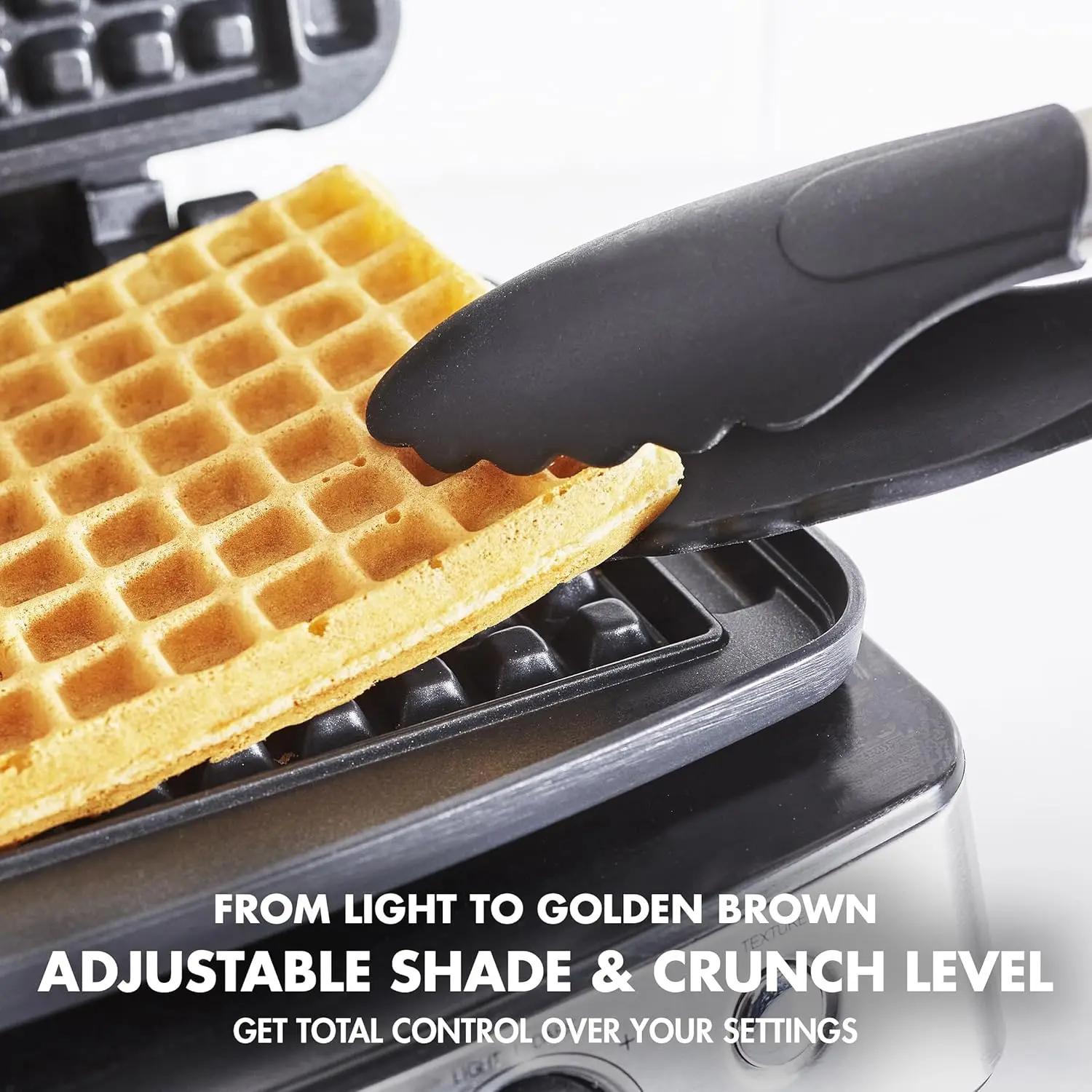 Elite 2-Square Belgian & Classic Waffle Iron, Healthy Ceramic Nonstick Aluminum Dishwasher Safe Plates, Adjustable Shad