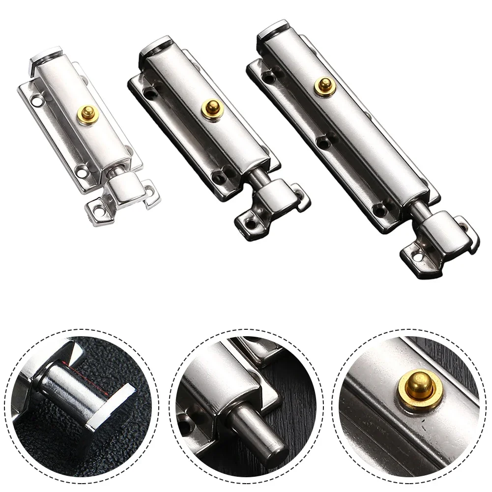 Self-Elastic Latch Button Door Latch Bolt Lock Stainless Steel Spring Bounce Door Window Automatic Sliding Bolt Hardware