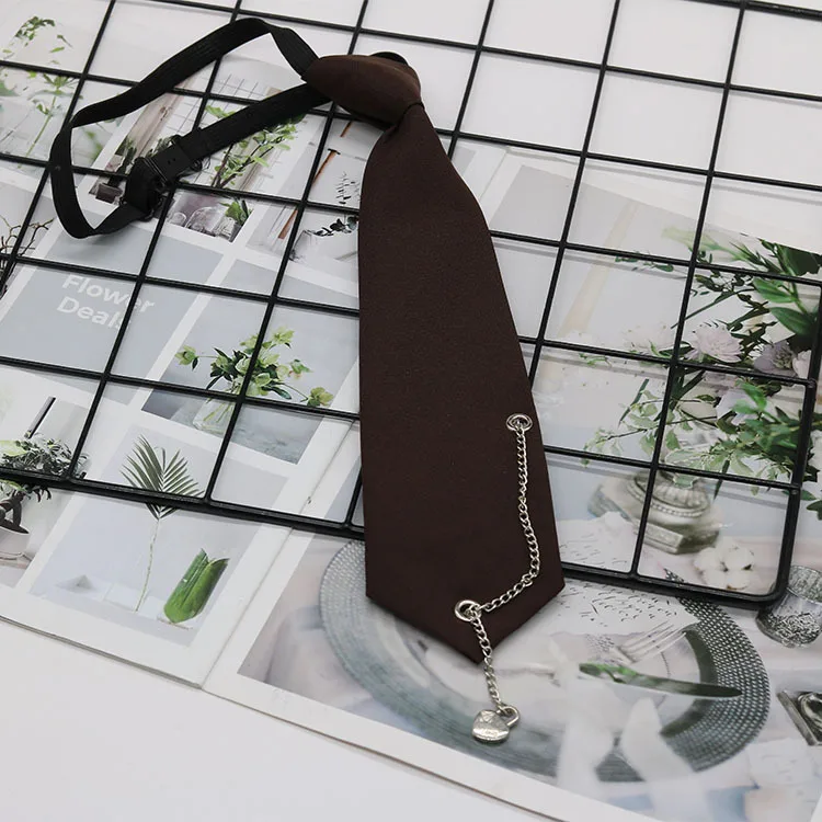 Kette Krawatte, schwarze Krawatte ohne manuelle Knoten, Krawatte im College-Stil für Jungen und Mädchen, einfache und modische Uniform-Accessoires – Detail 7