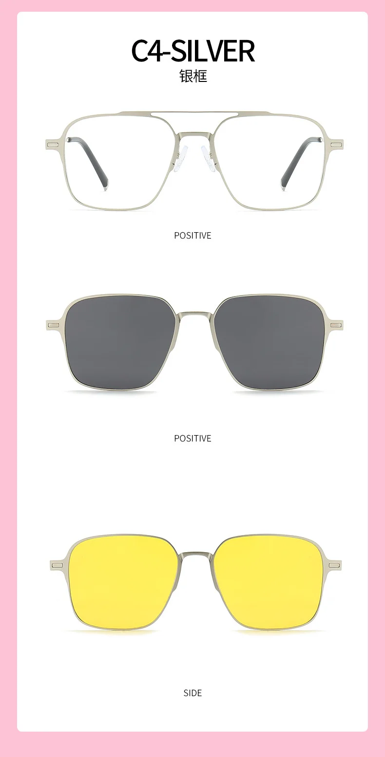 LONSY 3 In 1 Custom Magnet Myopia Sunglasses Polarized Clip On Sun Glasses Frame Men Women Vintage Optical Prescription_voghion.com