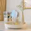Nordic Wood Storage Tray Household Desktop Sundries Cosmetic Perfume Jewelry Key Plate Home Decorative Round Storage Trays 1