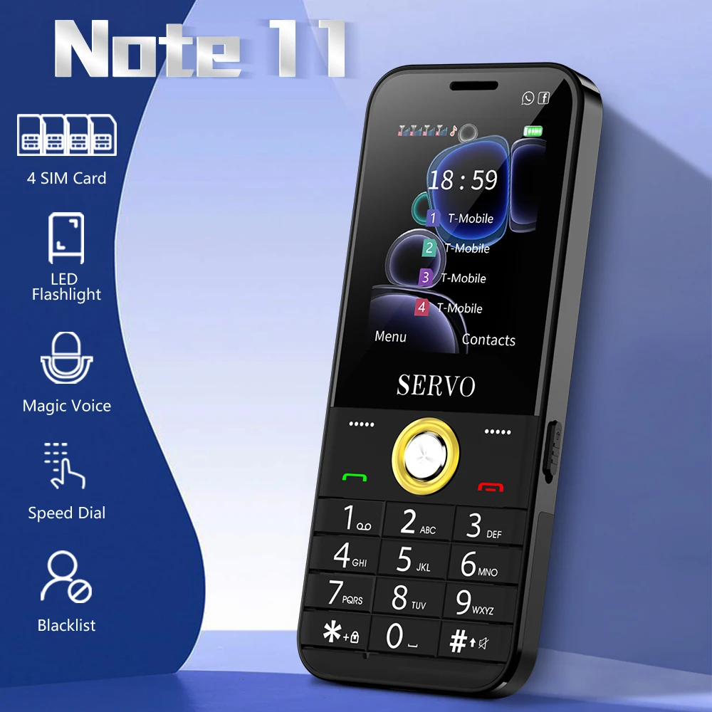 SERVO NOTE 11 4 SIM Card 4 Standby Mobile Phone Wireless Radio LED Flashlight Speed Dial Magic