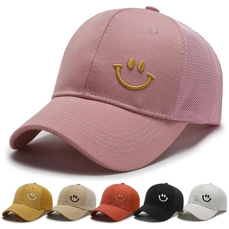 

Baseball Cap Women Summer Sunscreen Hat Smile Character Embroidery Casual Adjustable Men Snapback Sunhat Golf Hiphop şapka