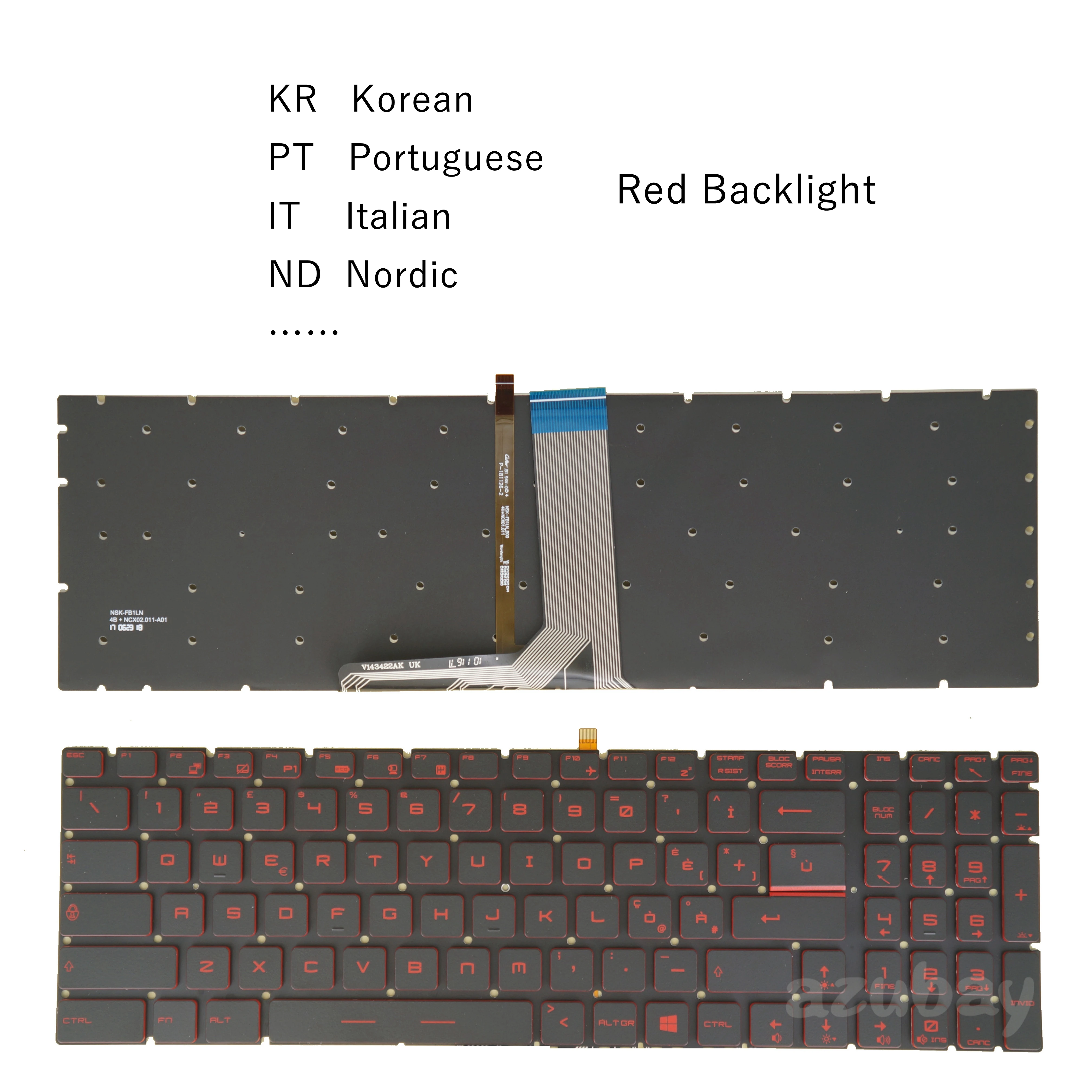 Backlit Teclado do Portátil para Msi Gv62 Gv62vr Gv72 Gv72vr Gl65 Gp65 Gp75 Gl75 Gf75 Ms16u7 Italiano Nórdico Português Coreano Vermelho