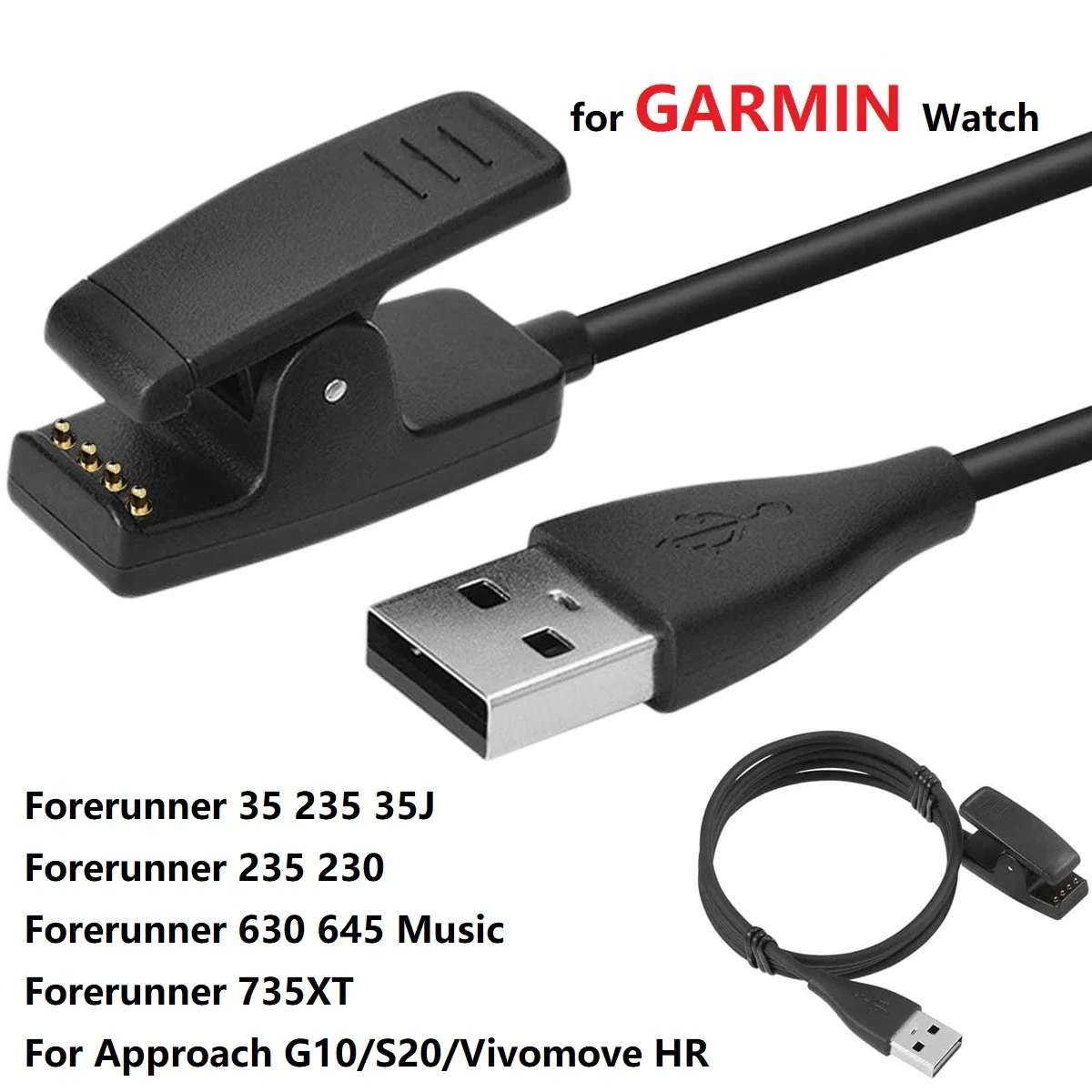 Charger Cable for Garmin Lily Forerunner 35 35J 235 735XT 230 645