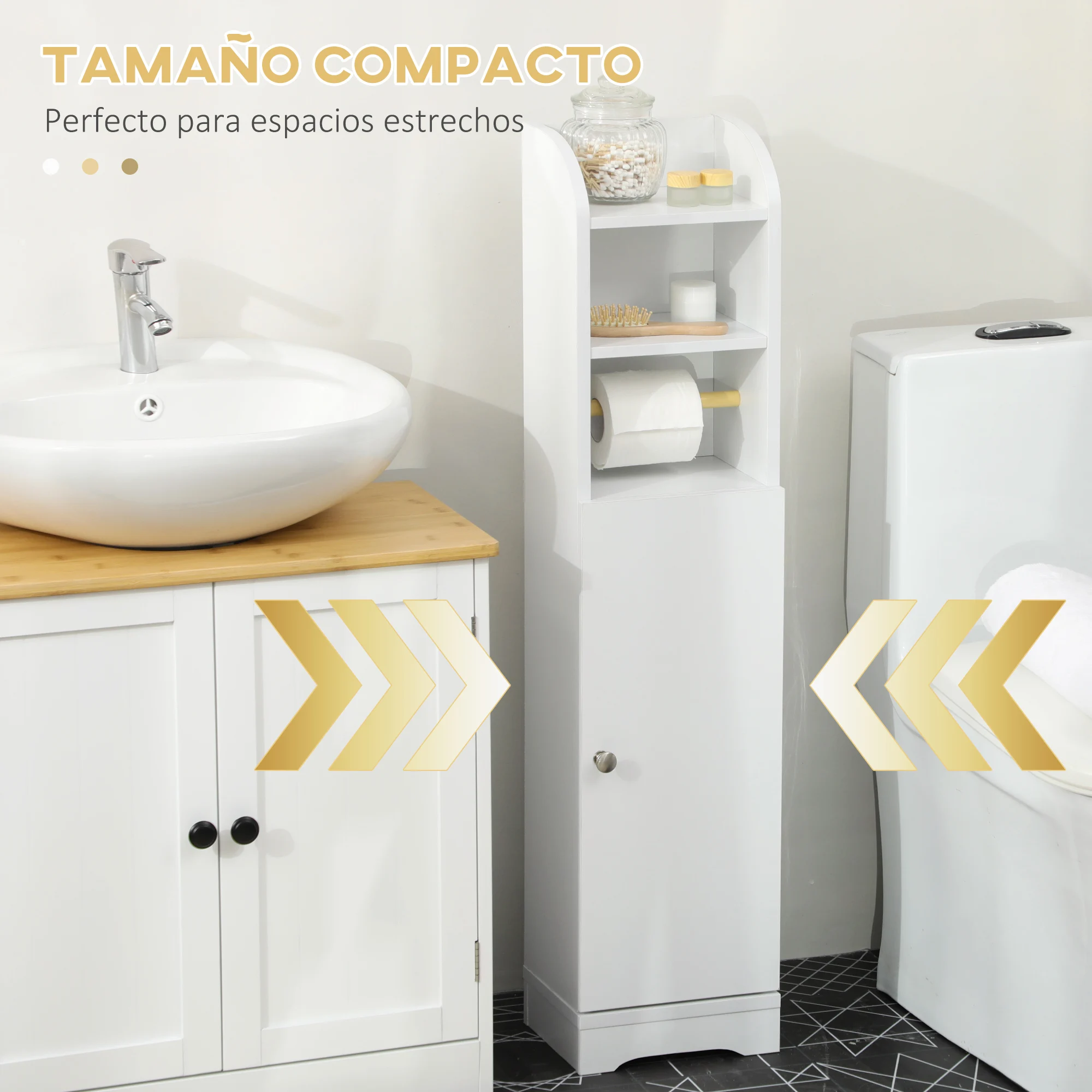 kleankin Armario para Baño Alto Mueble Columna de Baño con Espejo 2 Puertas  y Estantes Interiores Ajustables Multiusos para Cocina Salón 32x28x162 cm  Blanco