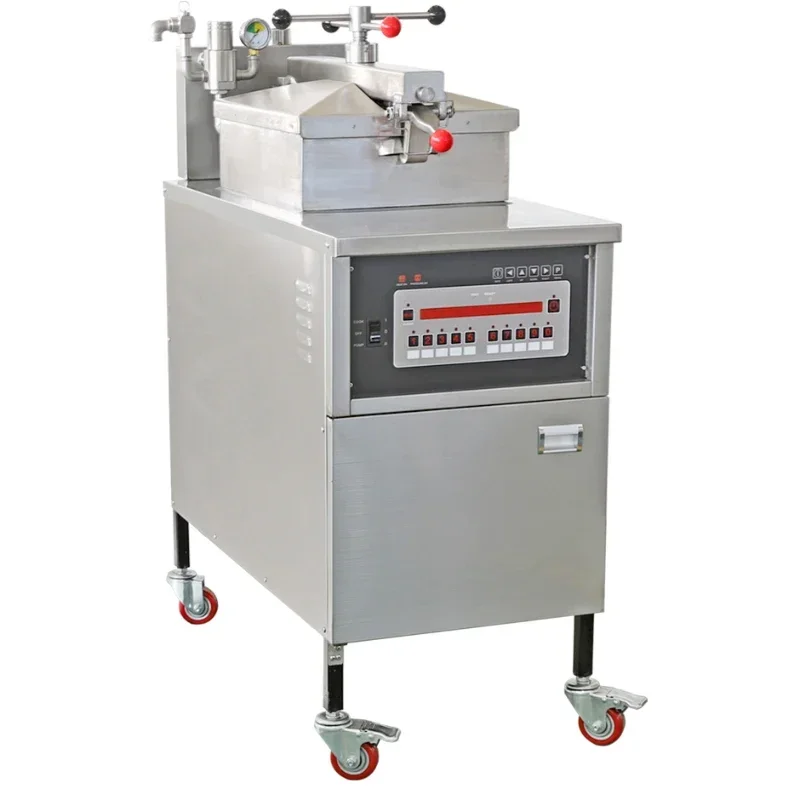 380V Computer Panel High Pressure Fryer Electric Heating Gas Filter Fryer With Oil Pump YXD-25D Single Cylinder Chicken