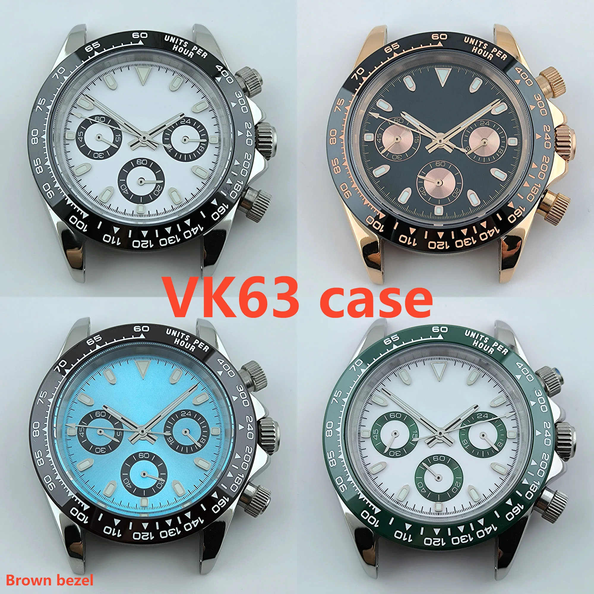 

VK63 Chronograph Watch Case VK63 quartz movement 39mm dialstainless steel caseluminous panda dial s dial Accessories