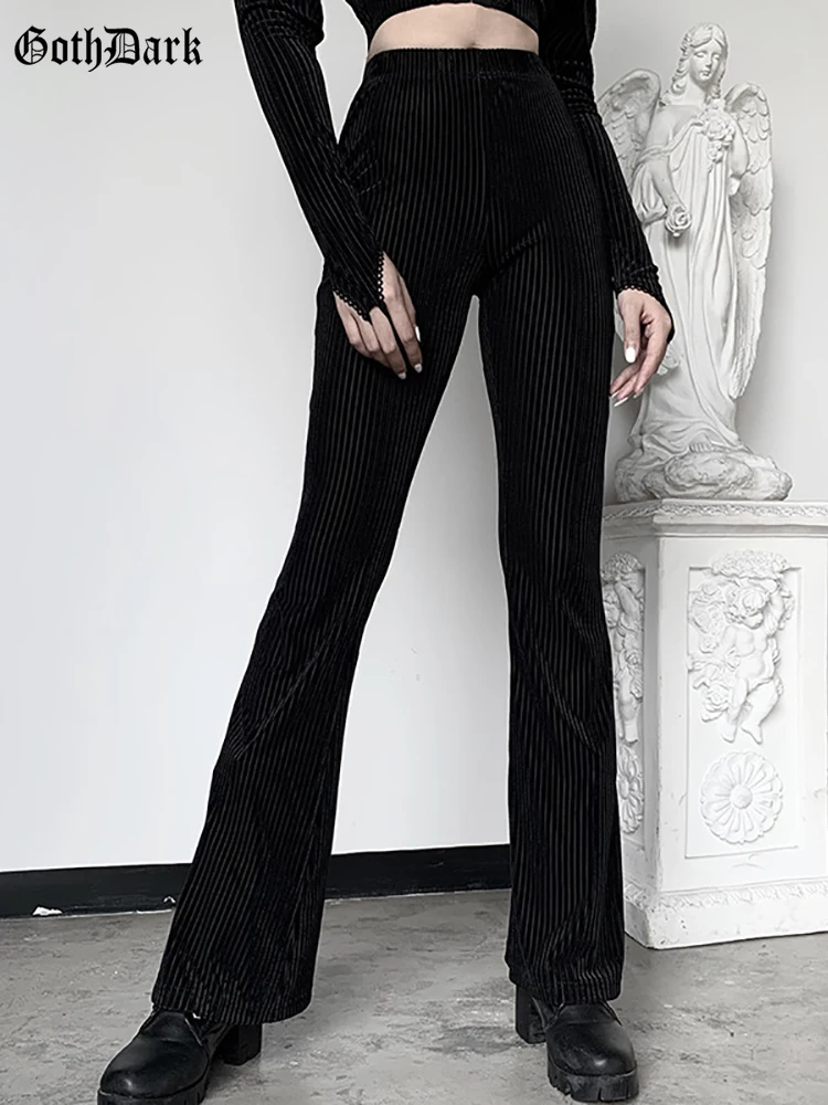 Goth Dark Vintage Streetwear Women Pants Flare Harajuku egirl Aesthetic Emo Grunge Female Trousers Y2k Spring Gothic Alt Clothes houzhou wide pants for women gothic style   japanese high waist trousers irregular suit pants baggy casual female streetwear