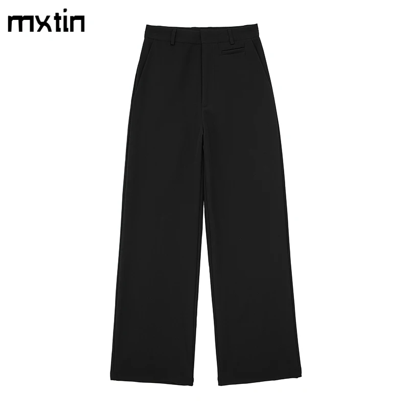 

Women's Autumn Straight Pants Vintage Loose High Waist Fly Side Pockets Office Lady Female Casual Harajuku Trousers Clothing