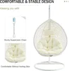 Egg Swing Chair Outdoor with Stand,with Cushion and Pillow,Lounge Chairs,Foldable Basket and Metal Stand for Patio 3