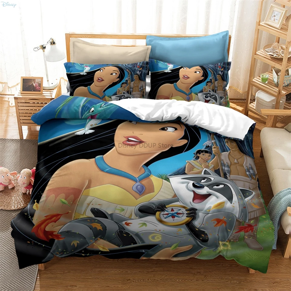 Hot Cartoon Disney Princess 3d Bedding Set Popular Mermaid Snow White Character Bed Linen Bedclothes Twin full Queen King Size 