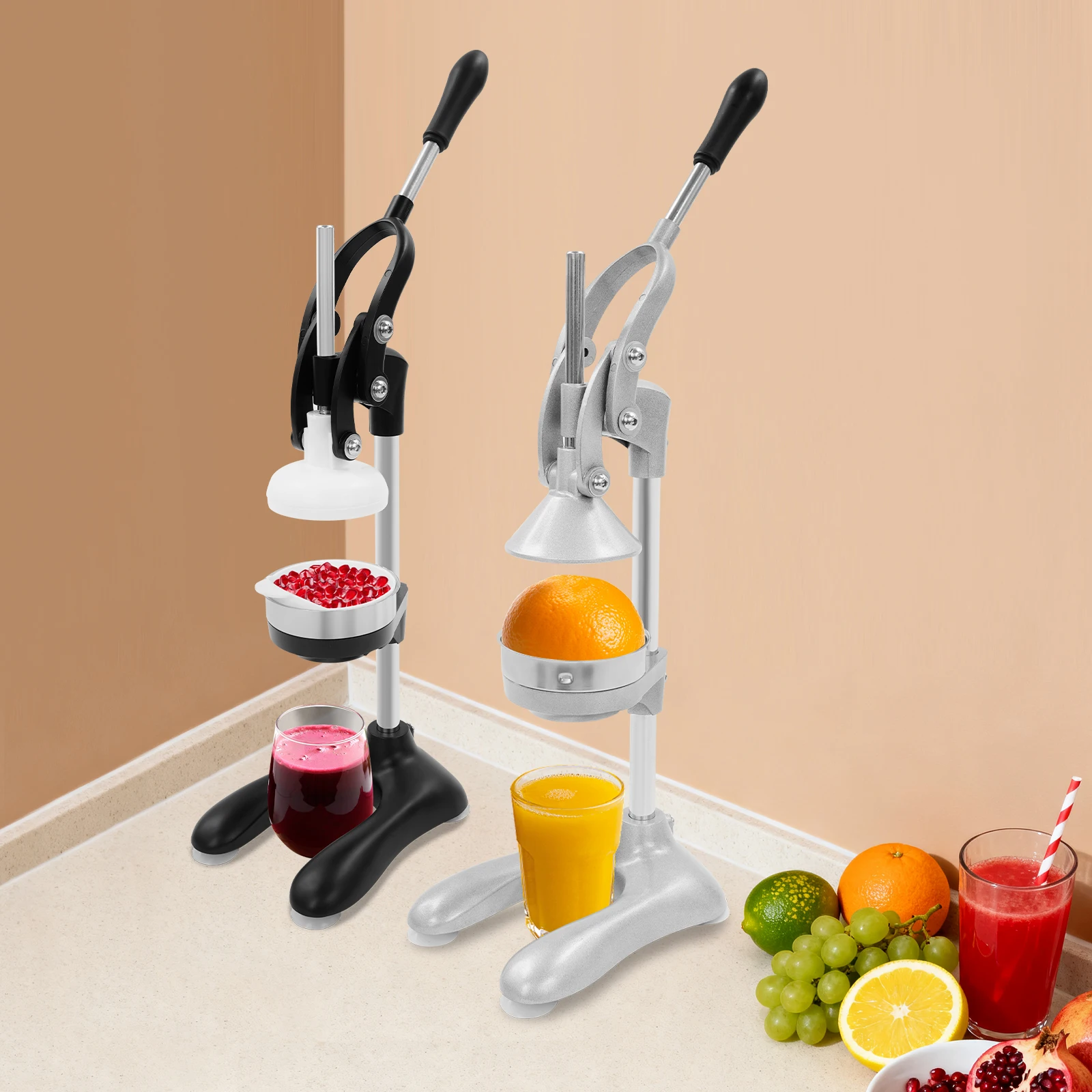 Manuelle Entsafter aus Edelstahl, Handpresse für frische Früchte, Entsafter auf dem Tisch, Entsafter mit Filter – Detail 1