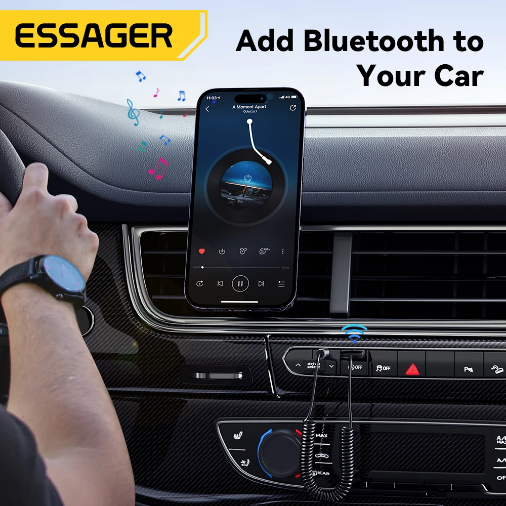 Essager Wireless Bluetooth 5.0 Receiver Adapter Handsfree Car Speaker 3.5mm Jack Aux Audio Music for Car Bluetooth Transmitter