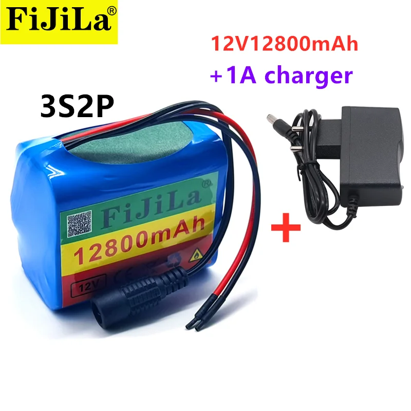 

3S2P 12V 12800mah Battery 18650 Li-ion 12.8 Ah Rechargeable Batteries with BMS Lithium Packs Protection Board +Charger