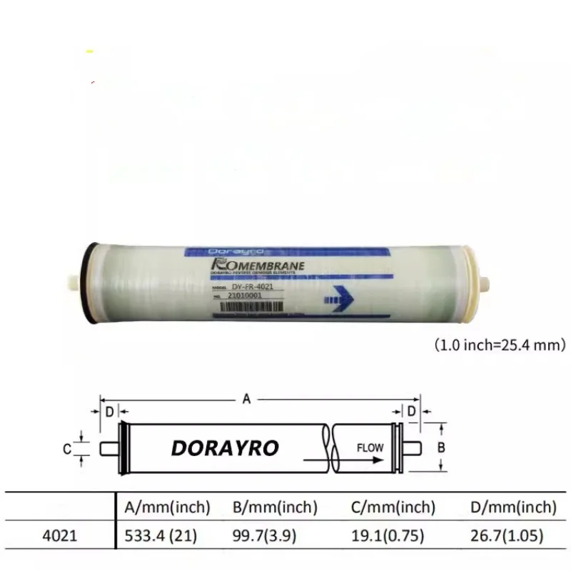 Industrial water purifier ro membrane DY-LP-4021 reverse osmosis cartridge 304 stainless steel filter housing