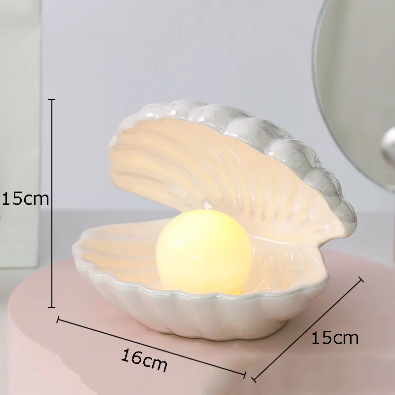 Dream Pearl Ceramic Lamp Desk Decoration Seashell Night Lamp