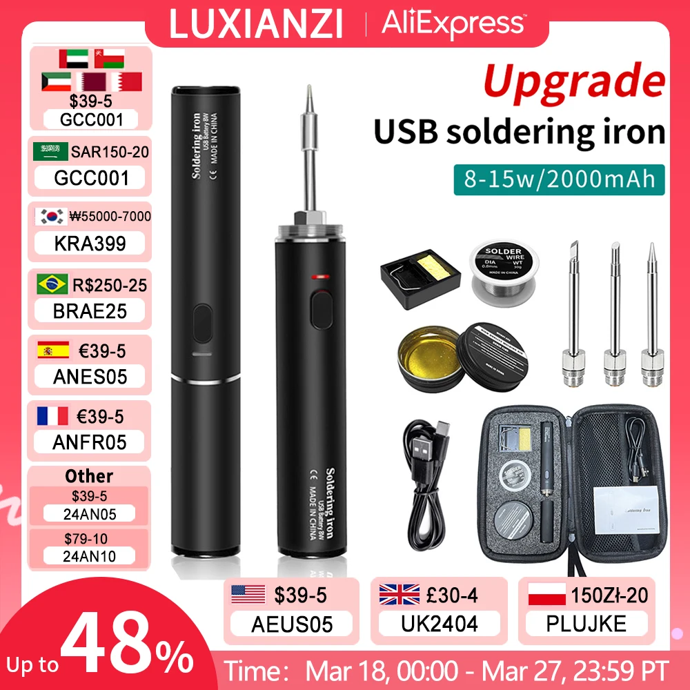LUXIANZI 15W Wireless USB Soldering Iron Set Fast Melting Tin ...