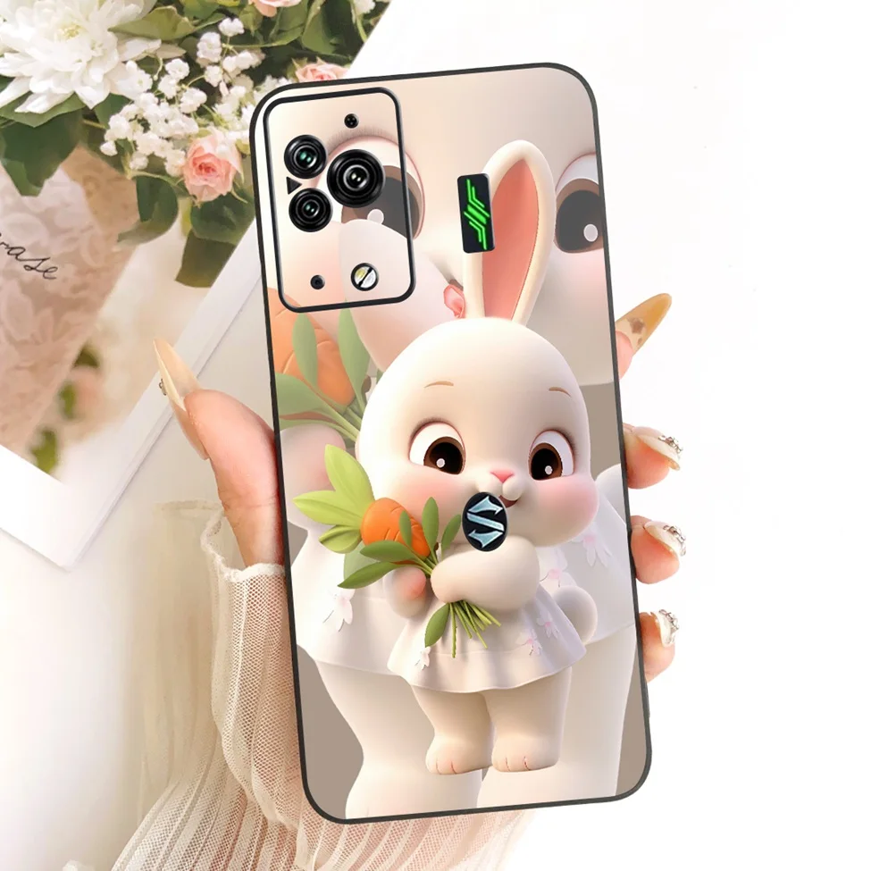 Cute Cat & Butterfly Design Silicone Case - Black Shark 5 Pro