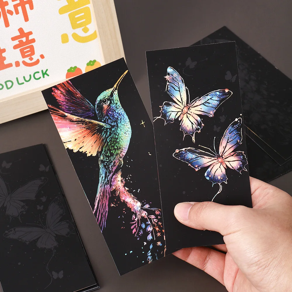 12 Colorful Bookmark Scratches Handmade DIY Bookmark Drawing Portable Graffiti Scratch Paper 2