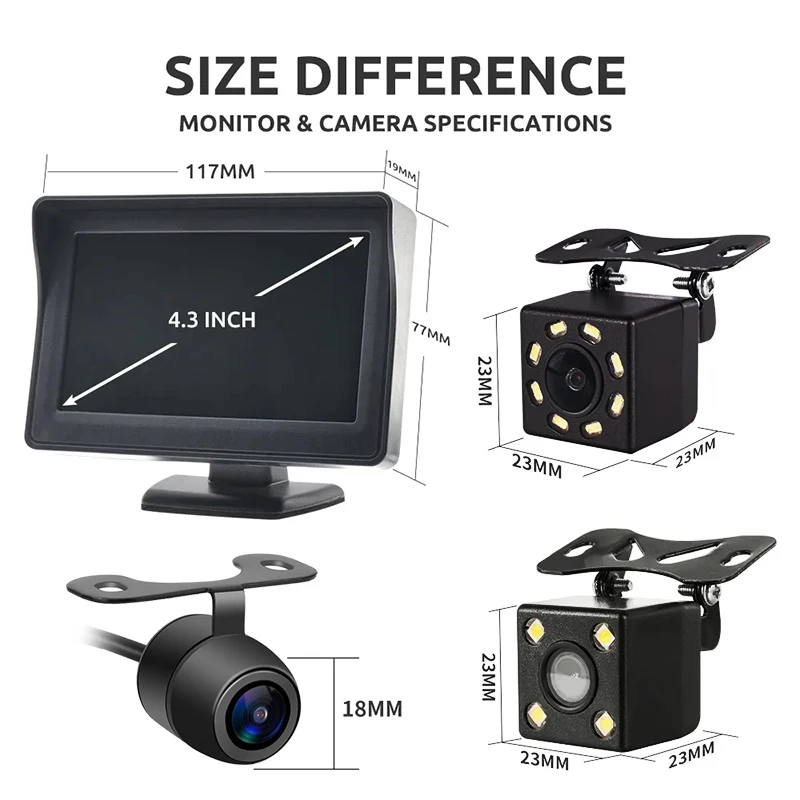 4.3Inch Rear View Camera for DVR Monitor Screen Reversing Camera for vehicle Parking System Car Assecories Easy Installation