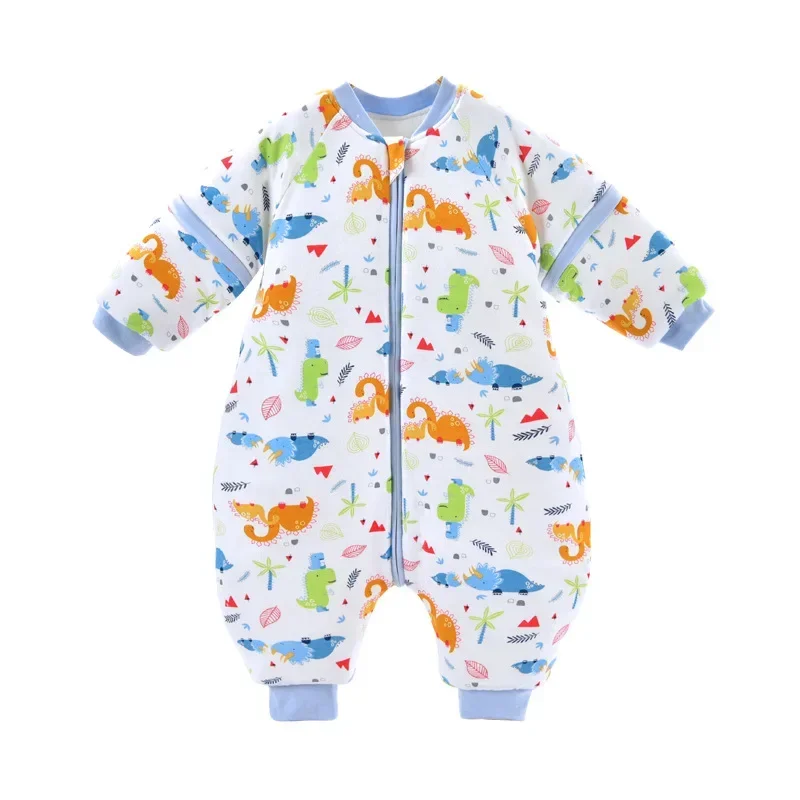 Baby Sleeping Bag Winter Boys Girls Sleep Sack with Legs 3.5Tog Cotton Detachable Sleeve Two-Way Zipper Warm Rompers Pajamas