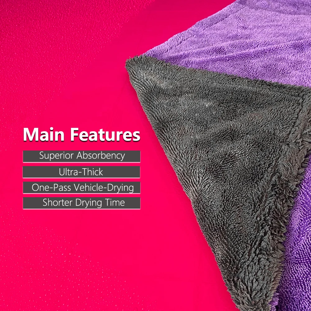 Wash Car Towel Microfiber Cleaning Towel Cleaning Towel 1200GSM Microfiber Double-Twist Loop Drying Towel for Auto Detail