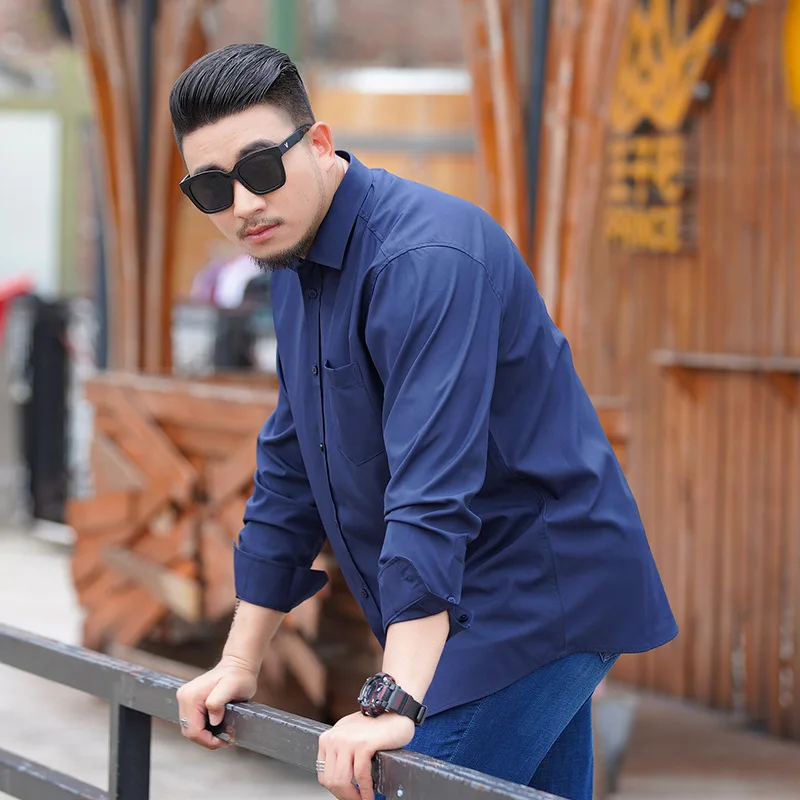 Oversized Long Sleeve Business Shirts for Men Thin Casual Loose Plus Size Summer 68-175KG