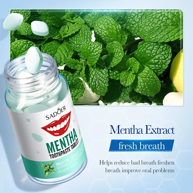Mint Solid Toothpaste Tablets Mint Flavors Teeth Breath Mouthwash Smoke Remove Bad Whitening Fresh Charcoal Stains