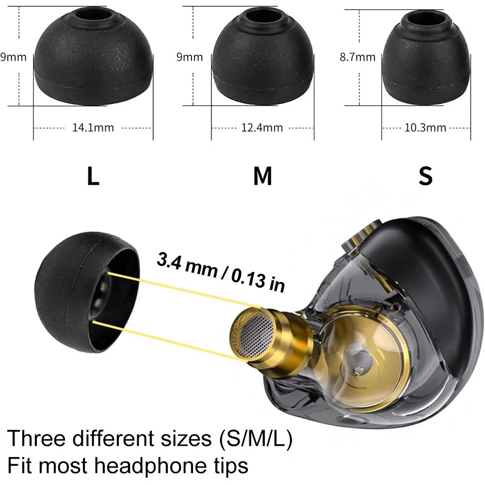 Premium 4-Pair Silicone Ear Tips Kit - XS, S, M, L Sizes