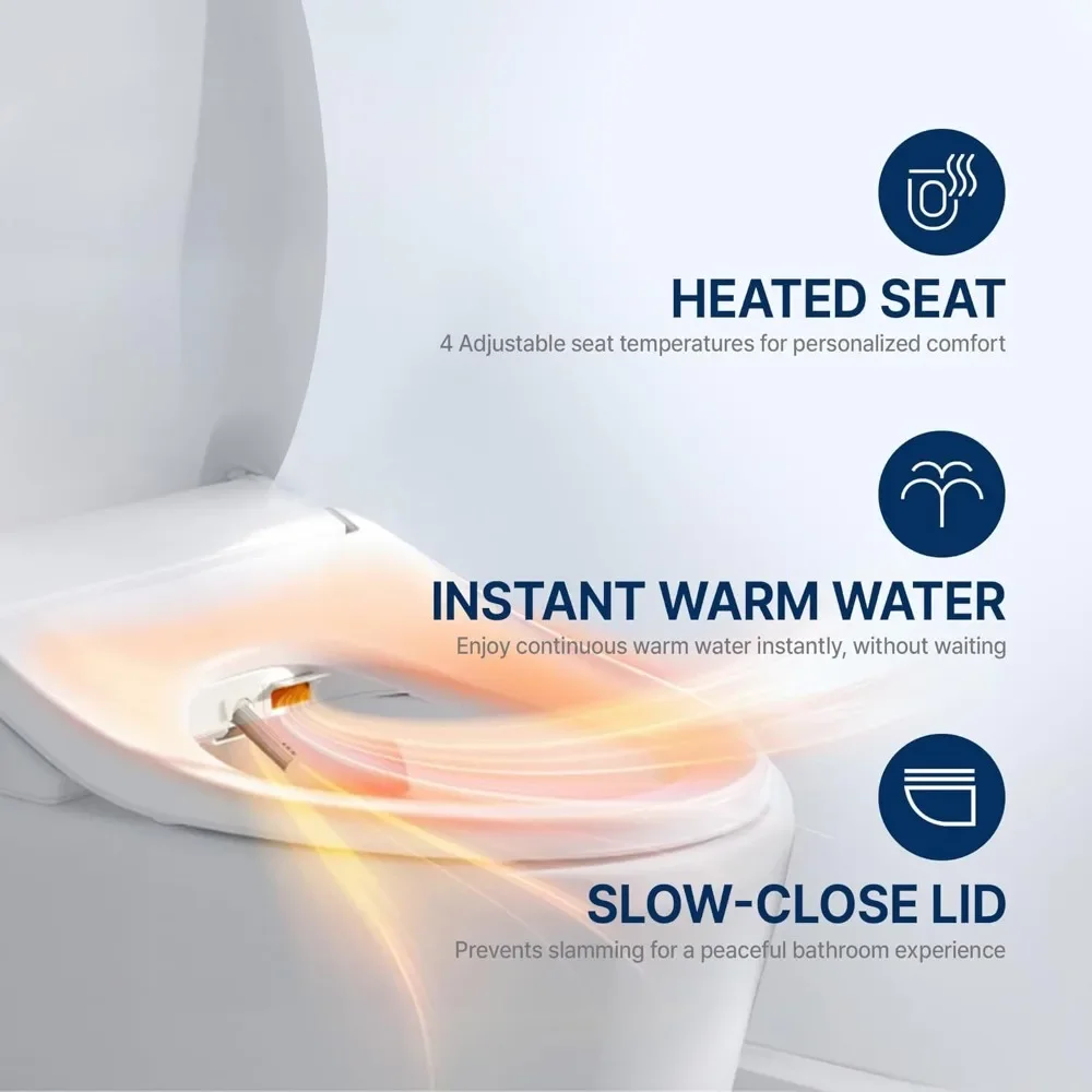 NEW-Inus N21 Electric Heated Bidet Toilet Seat Elongated, Warm Water, Smart Heated Water Luxury Bidet Toilet Seat with Kids Mode