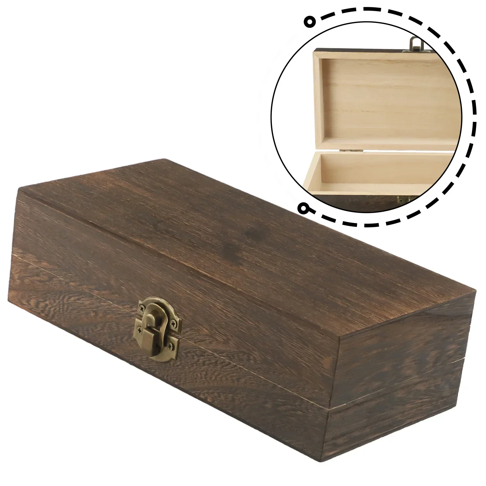 High Quality Rectangular Wooden Storage Box Retro Jewelry Box Desktop Organizer Wood Clamshell Container Wooden Gift Box 6