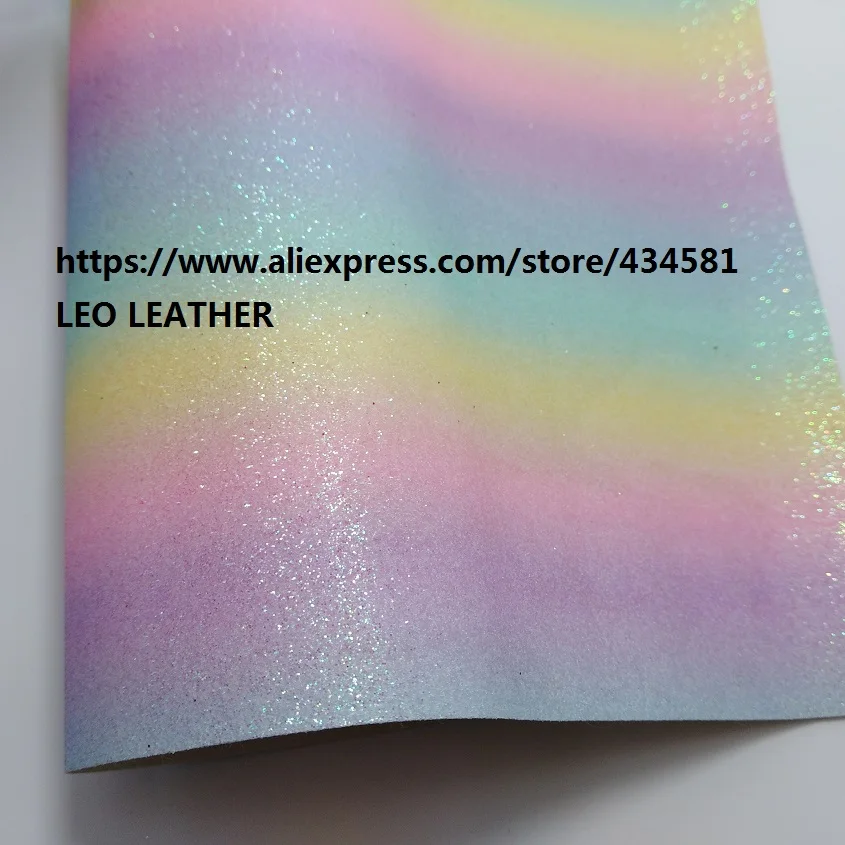 Pastel Colors Rainbow Glitter Leather Fabric Sheet Glitter Faux Leather for DIY Bows Bags Accessories GM3202A