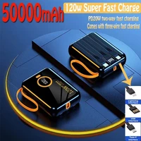 50000mAh 120W Power Bank Portable Large Capacity Mobile Power Supply with USB-A USB-C Lightning Cable For IPhone Samsung Xiaomi 2