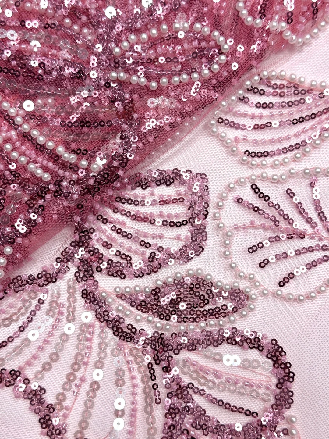 2026 Eleganter Hochzeits- und Abendkleiderstoff - Weicher Tüll mit Pailletten und Steinen, Hochwertig (Neueste Österreichische Kollektion) NN5891_Z – Detail 24