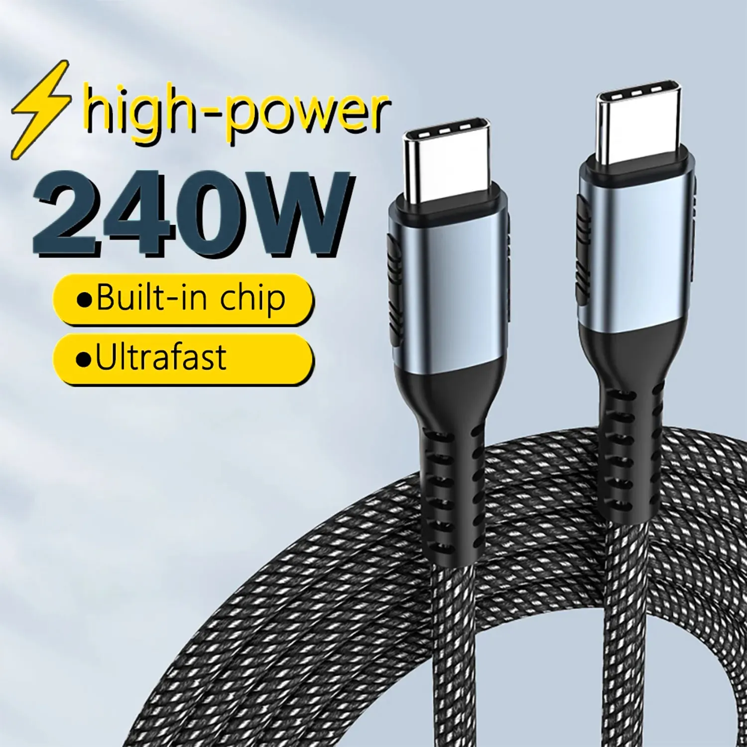 Cavo Di Ricarica Ultra Veloce Pd 240W Per Macbook Pro 100W 5A Cavo Dati Usb Tipo C Per Iphone 15 Pro Max Xiaomi 14 Oneplus Samsung