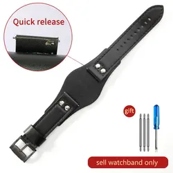 Flexible Smooth Genuine Cowhide Leather Waterproof Watchband Strap, 22mm - 22mm (Black(PW)-Black - K8)