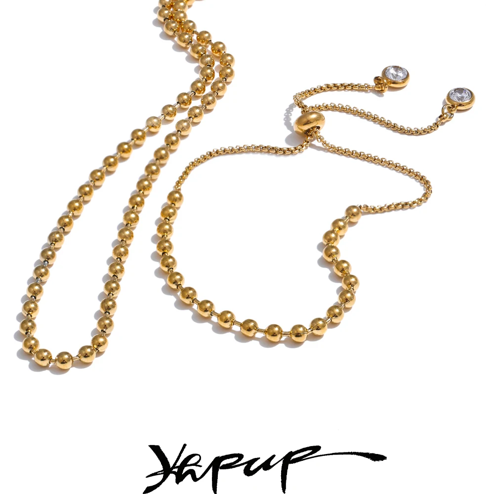 A set of stainless steel, adjustable chain, silver color, zirconia