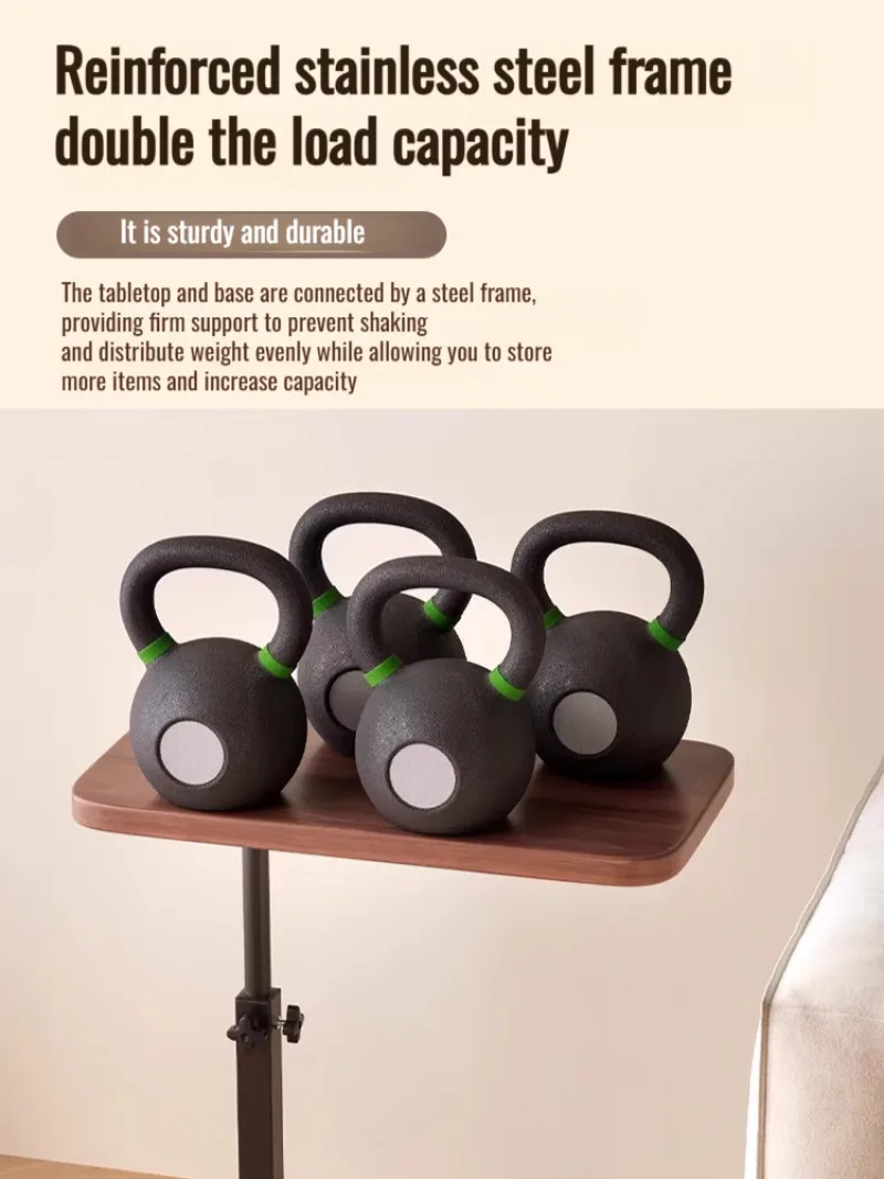 Liftable coffee table bedroom living room sofa side table 360&deg; rotating foldable desktop home bedside sofa storage rack folding table side table