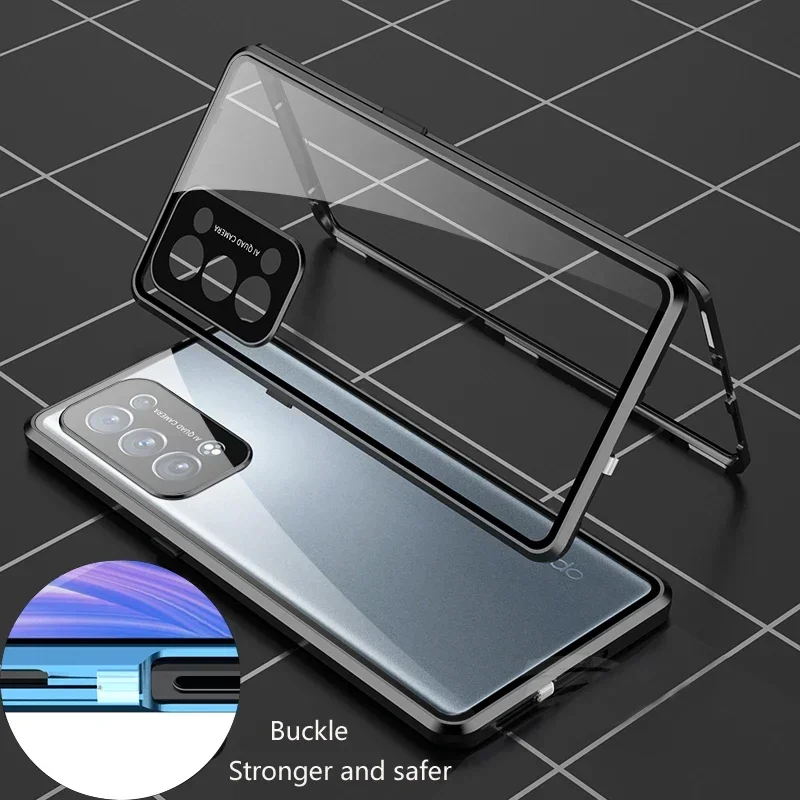 Enhanced Metal Magnetic Phone Case with Double-Sided Glass and Full Lens Protection