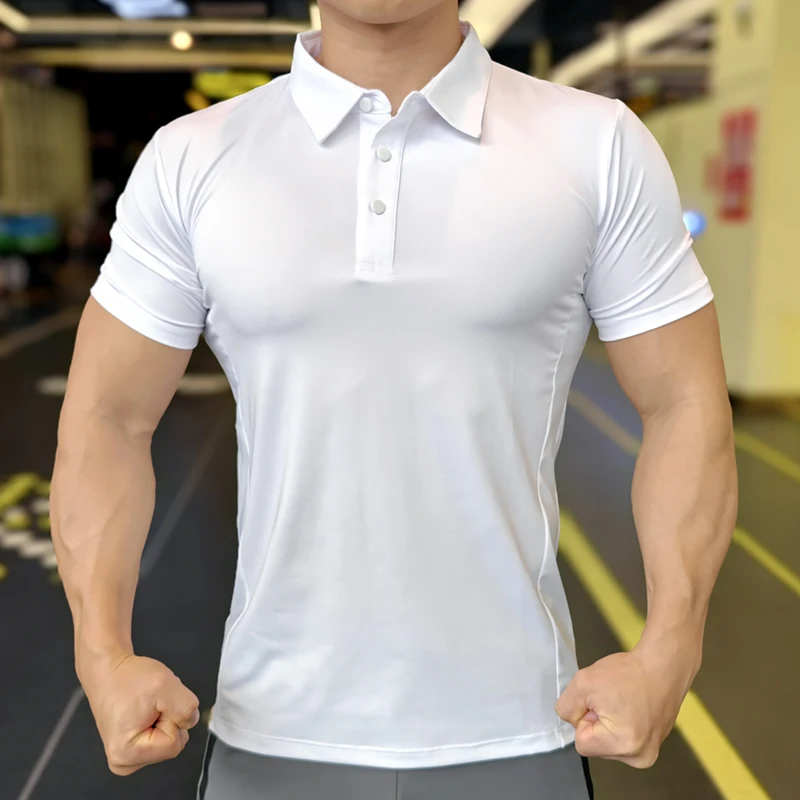 남성용 아이스 실크 퀵 드라이 반팔 얇은 러닝 티셔츠, 느슨한 라펠 피트니스 티셔츠, 축구 농구 저지 운동복